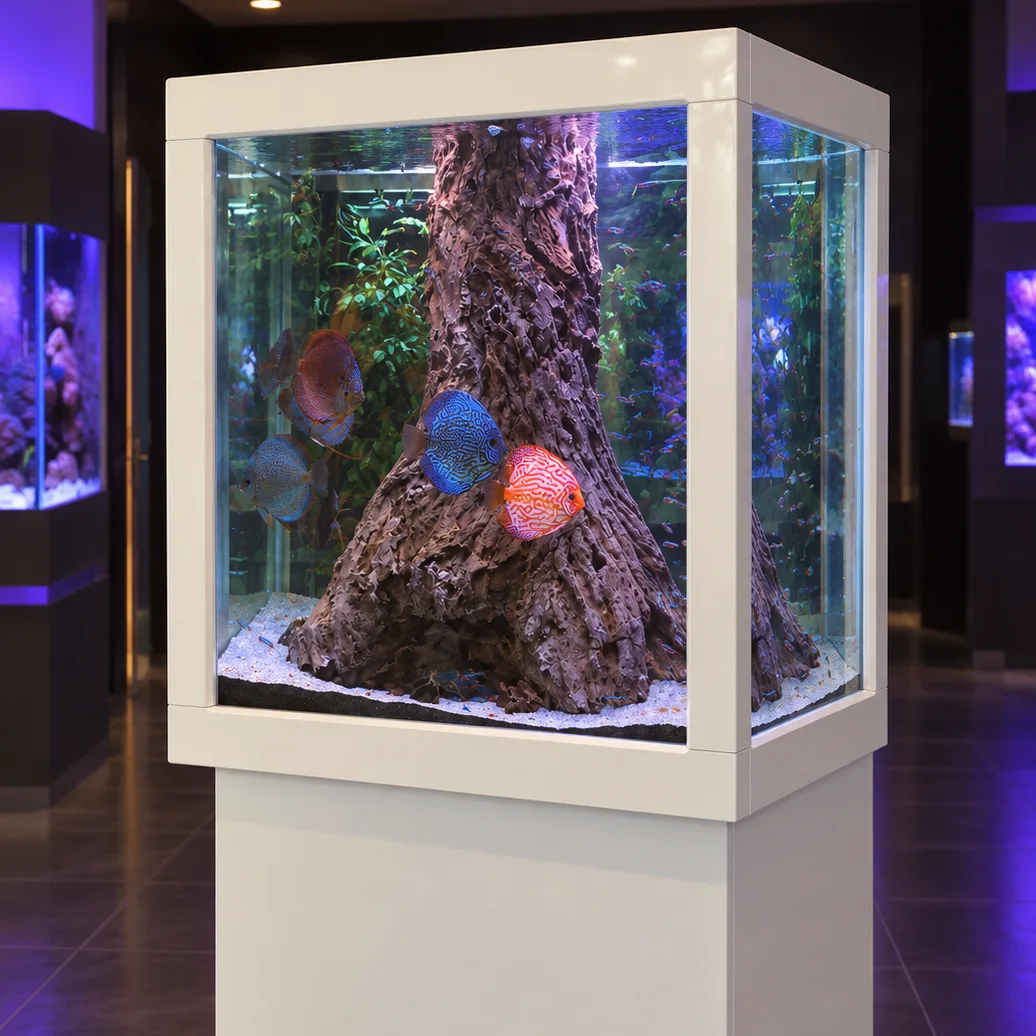 Aquarium cubique à discus
