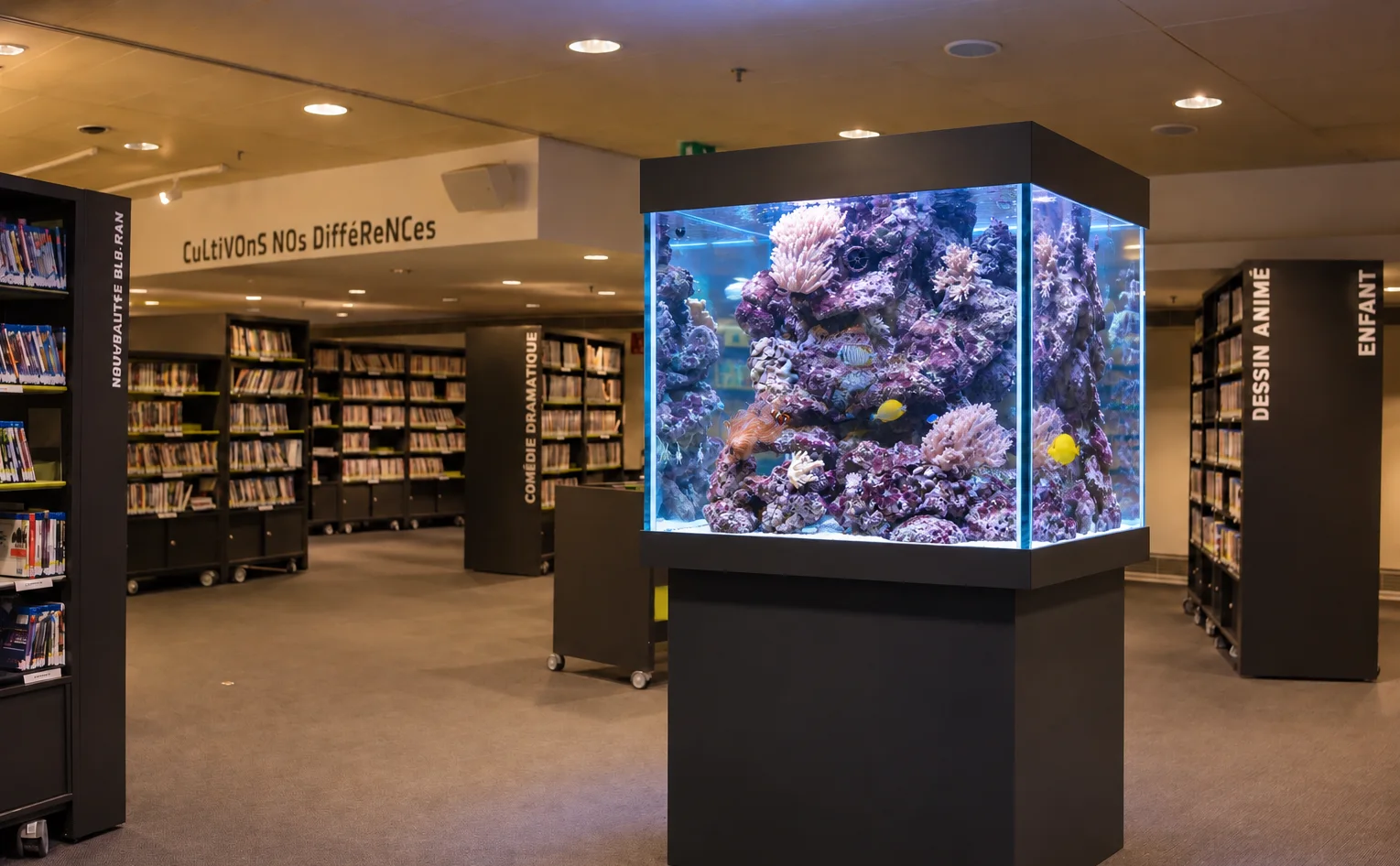 Aquarium cubique récifal communautaire