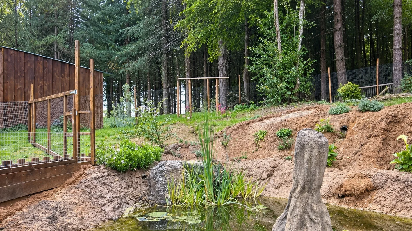 Bassin de jardin et décor composite sculpté 