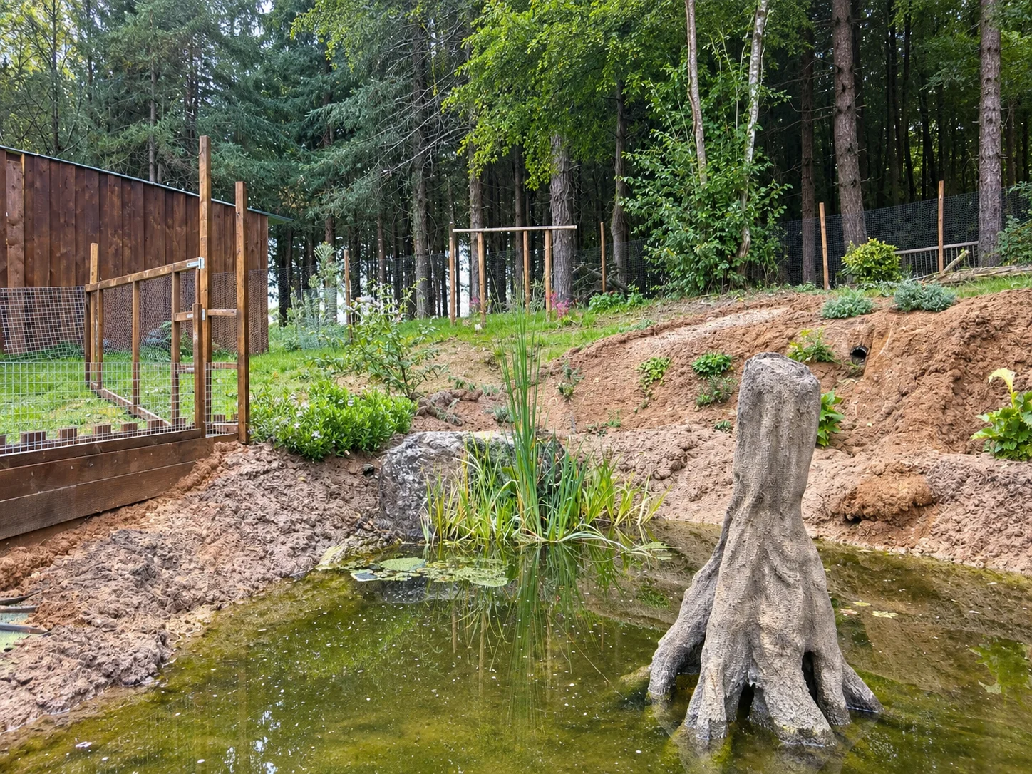 Bassin de jardin et décor composite sculpté 