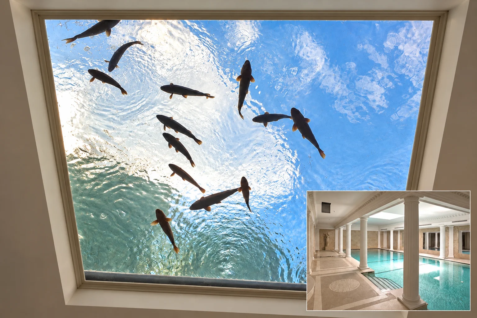 Bassin puits de lumière et piscine intérieure
