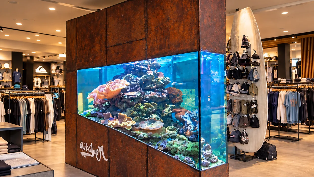 Aquarium sur mesure pour l’enseigne Quiksilver